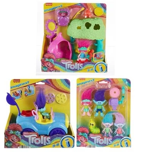 Figurine Imaginext Trolls Branch et voiture jouet buggy et lot de 7 figurines et camping - Photo 1 sur 9