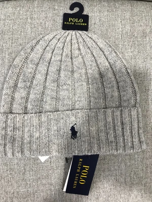 Polo Ralph Lauren Men's Size O/S Grey Signature Grey Wool Blend Cuffed Beanie - Image 1 of 4