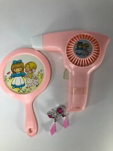 Vintage Redbox Girls Pink Mirror Hair Dryer Battery Operated + Earings 1980s’ - Picture 1 of 8