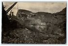 1917 WWI Village In Ruins War Destruction Crane Rock View RPPC Photo Postcard