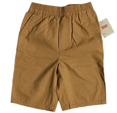 Levi's Boys Size S 100% Cotton Khaki Shorts Brown Elastic Waist 918478 X2C - Image 1 of 4