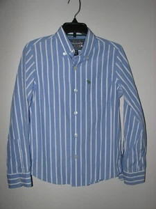 Abercrombie Kids Boy's Button Down Long Sleeve Shirt Blue white Striped Sz M EUC - Picture 1 of 3