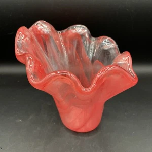 Gruppo Ti Spa Italy - Studio Art Hand Blown Clear & Red Glass Vase - Picture 1 of 6