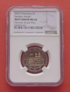 Germany 2021 D Sachsen-Anhalt 2 Euro Bi-metallic Coin NGC MINT ERROR MS66 - Picture 1 of 3