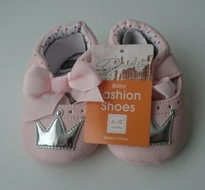 Baby Girl Fashion Shoes - Pink Faux Leather Soft Sole Shoes - Age: 6-12 Months - Picture 1 of 6
