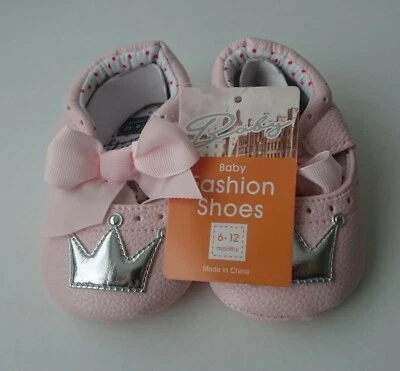 Zapatos de moda para bebé niña - Zapatos de suela suave de cuero sintético rosa - Edad: 6-12 meses Foto 1 de 4