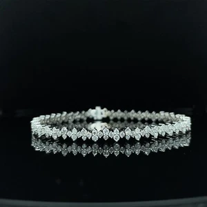 3.60 CARAT F SI1 SCATTERED DESIGN DIAMOND TENNIS BRACELET SET IN 14K WHITE GOLD - Picture 1 of 2
