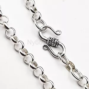 925 Sterling Silver Chains Rolo Bracelet Necklace 5mm Belcher 7" 18"28 30 32 34" - Picture 1 of 18
