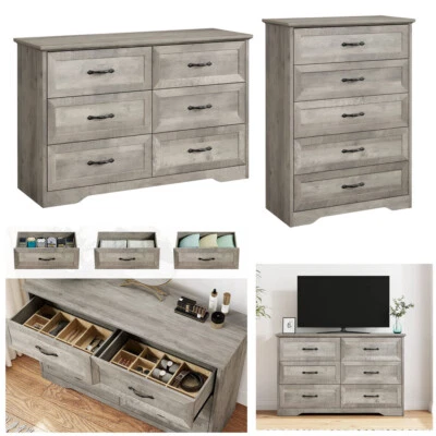 5/6 Drawers Dresser Wooden Storage Dressers Chests of Drawers for Bedroom Home - Image 1 of 4