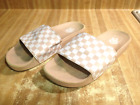 Vans Womens 10M Checker Range Pink Tan White Slip On Slide Sandals