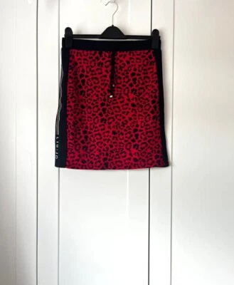 LIU JO SPORT Leopard Print Midi Skirt Size M Red Animal Print Stretch Knit New - Image 1 of 4