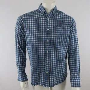 Camicia Fish Hippie in flanella con bottoni uomo piccola sartoriale vestibilità blu cotone - Foto 1 di 7