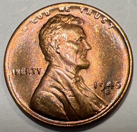BU 1945-S Lincoln Wheat Cent San Francisco - World War II -Actual Photos LOT A15 Cover