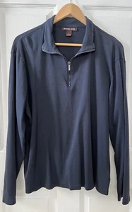 Michael Kors 1/4 Zip Pullover Sweater Shirt Soft Men Sz L Navy Blue Long Sleeve. - Picture 1 of 19