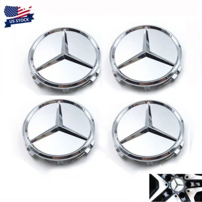 Tapacubos centrales 4 x 75 mm cromo mate emblema apto para Mercedes Benz C E S Foto 1 de 4