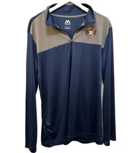 Houston Astros Mens 1/4 Zip Gray Sweatshirt Size Large NWT Majestic MLB Navy - Picture 1 of 3