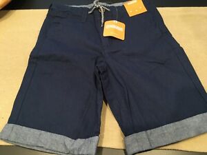 NEW Gymboree Boys Size 6 Navy Blue 55% Linen Shorts Chambray Trim Rolled Cuffs 