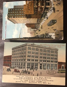 Cartolina antica 1914 Belligham, Wa & Seattle, Wa Pelegren & Martin negozio set 2 - Foto 1 di 7