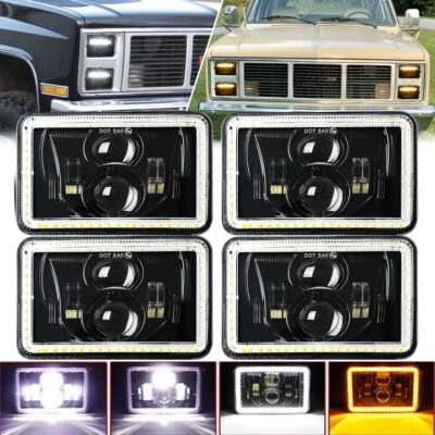 4Pcs 4x6'' Black LED Headlights Hi/Lo Beam For GMC C1500 Suburban G2500 G3500 - Image 1 of 4