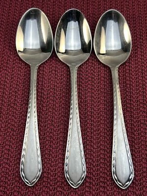 3 cucharas de mesa de sopa ovaladas DIAMANTE PERLA ANTIGUA acero inoxidable internacional 18/10 Foto 1 de 4