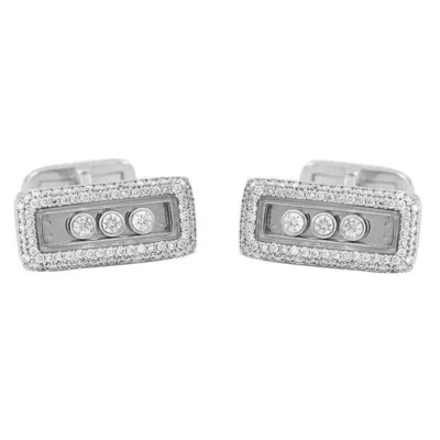 Modern Antique Style Rectangle Shape White Stone Men's Collection Cufflinks - Image 1 of 3