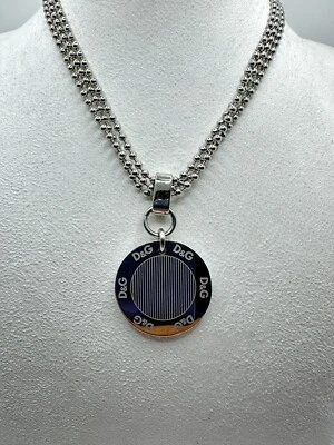 Collana Donna D&G Dolce & Gabbana con Catena Tripla a Palline e Pendente Cerchio - Immagine 1 di 4