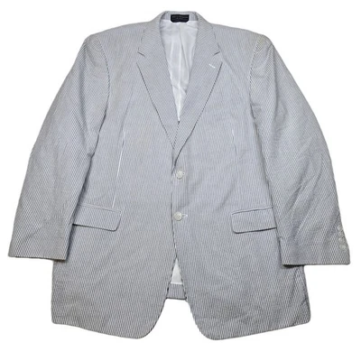 Haspel Seersucker Sport Coat Mens 48L 48 Navy Stripe Classic Fit Blazer - Image 1 of 4