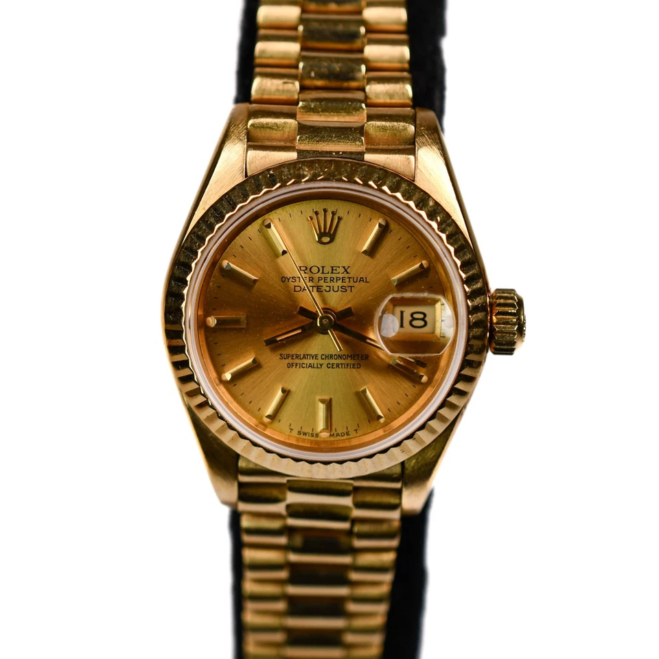 Rolex Ladies President 69178 1986 Gran Forma Champagne Oro Amarillo 18k 26 mm Foto 1 de 4