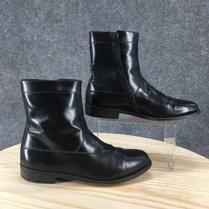 Stafford Boots Womens 9.5D Ankle Bootie Black Leather Side Zip Almond Toe Casual - Picture 1 of 18