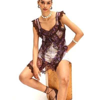 Túnica Free People Ivie Encaje Babydoll Transparente Hada Capricho Gótico Romántico Artístico NUEVO  Foto 1 de 4