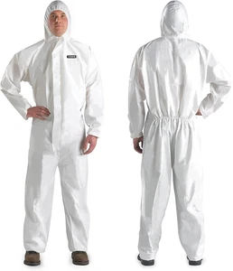 Hazmat Suit Einweg Overall | Strapazierfähige Ganzkörperfarbe groß, weiß - Bild 1 von 8