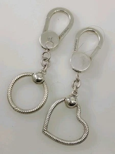 Lot of 2 Sterling Silver Pandora Key Fob Charm Holders Retired Designs - Picture 1 of 8