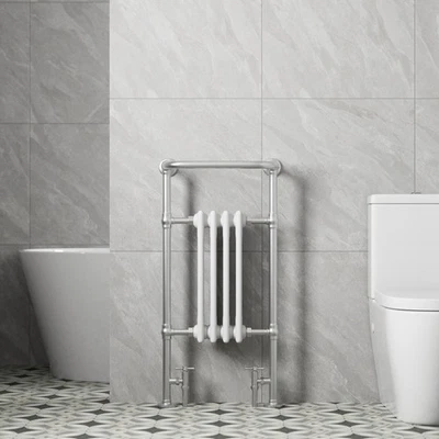 PARK LANE Traditional Victorian Bathroom Heated Towel Rail Radiator White/Chrome 952x479mm