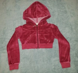Greendog Girls Small Y2K 00s Zip Up Hoodie Cropped Valor Sweater Maroon Dark Red - Picture 1 of 6