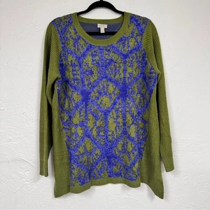 Logo Lori Goldstein grün blau Rundhals Pullover Damen M Tunika Freizeit Boho - Bild 1 von 11
