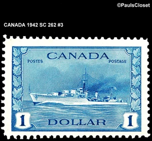 CANADA 1942 SC 262 DESTROYER $1 DEEP BLUE MNH OG FINE/VERY FINE #3 - Bild 1 von 2