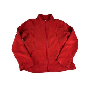 Merona Women's Jacket Top Red Fleece Full Zip Long Sleeve Casual Warm Coat M - Picture 1 of 5