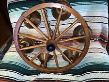 Vintage Wagon Wheel Ceiling 6 Light fixture 30” Chandelier Copper Bronze Wood