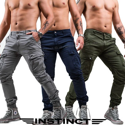 Pantaloni Uomo Cargo con Tasche Laterali Tasconato Zip Militari Multitasche NEW - Immagine 1 di 2