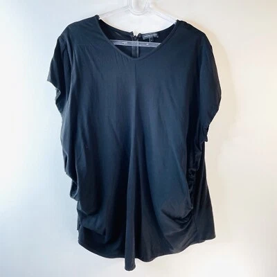 Top drapeado viscosa negro talla estándar universal L 20 diseñador de EE. UU. etiqueta Plus Foto 1 de 4