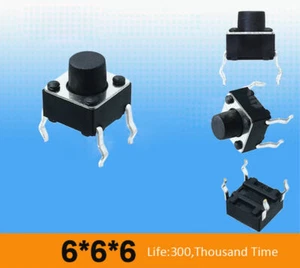 6 x 6 x 6mm SPST Momentary Push Button Tactile Tact Switch 4-Pin Micro Small PCB - Picture 1 of 2