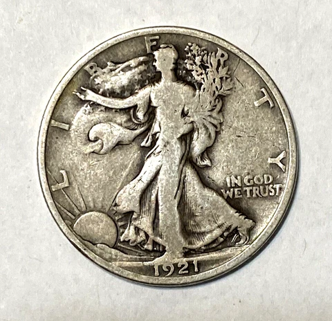 1921-D 50c Walking Liberty SILVER Half Dollar VG+  90% Silver Key Date Cover