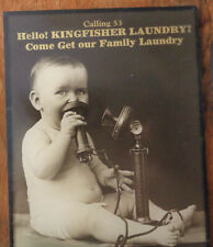 Antique Advertisement Thermometer Kingfisher Laundry Cute Baby with Stick Phone