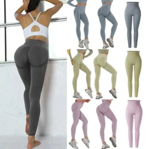 Women Push Up High Waist Gym Leggings Seamless Fitness Sport Running Yoga Pants - Picture 1 of 24