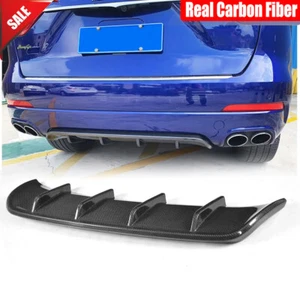 Fit For Maserati Levante 2016-2019 Real Carbon Fiber Rear Bumper Diffuser Lip - Foto 1 di 12