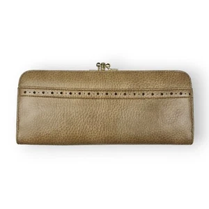 Vintage Baronet Kisslock Wallet Pebbled Brown Faux Leather 50s Mid Century 8"    - Picture 1 of 12
