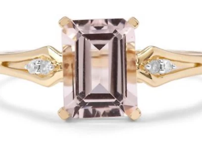 Superb 1.38ct Alto Ligonha Morganite and Diamond set in 9k Gold #R/S - Image 1 of 3