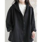 Women's Work Jacket Long Sleeve Top Solid Color Coat Loose Hooded