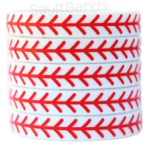 5 Baseball Wristbands - Silicone Bracelets - Debossed Quality Wrist Bands - Picture 1 of 3