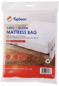 TopSoon Plastic King/Queen Mattress Bag Cover for Storage/Moving/Protection-New - Picture 1 of 7